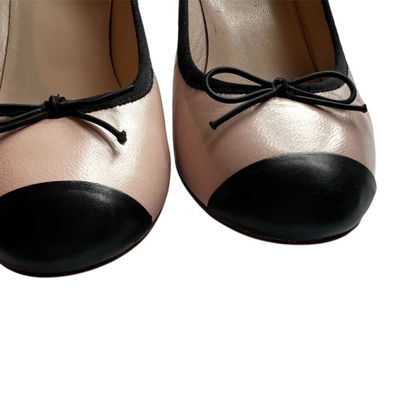 Bloch Blush Pink with Black Cap Toe Ballet Style Mini Wedge Heels Size 39.5 - Picture 8 of 11